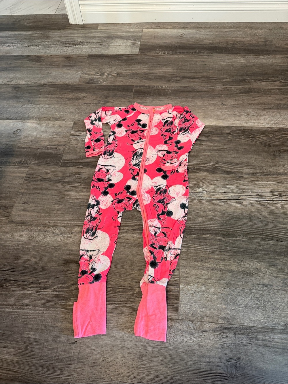 Bonds Disney Girls' Pink Minnie Mouse Footed One-Piece Pajamas